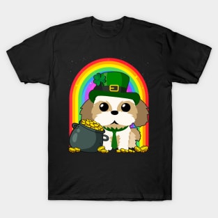 Shih Tzu Rainbow Irish Clover St Patrick Day Dog Gift product T-Shirt